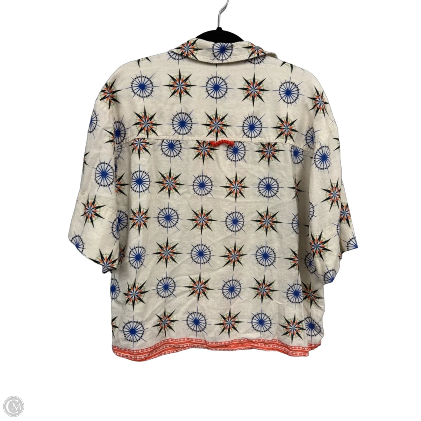 Top 3/4 Sleeve By Anthropologie In Blue & Cream, Size: S
