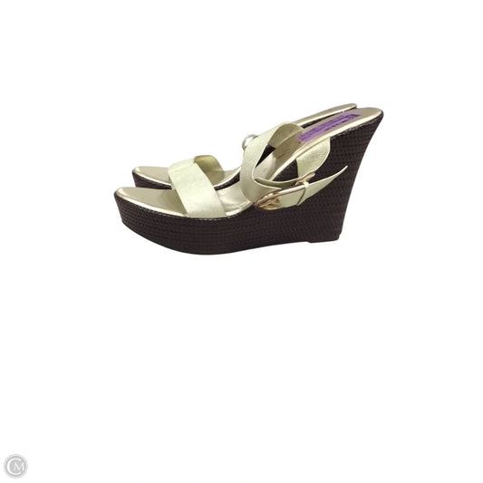 Sandals Heels Wedge By Italian Shoemakers In Gold, Size: 11