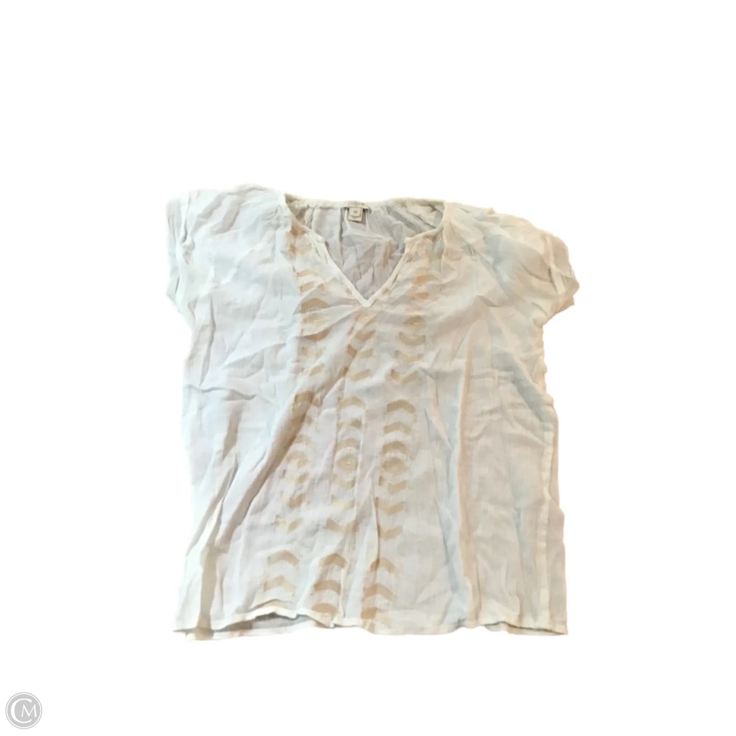 Top Short Sleeve By J. Crew In Tan & White, Size: Xxsp
