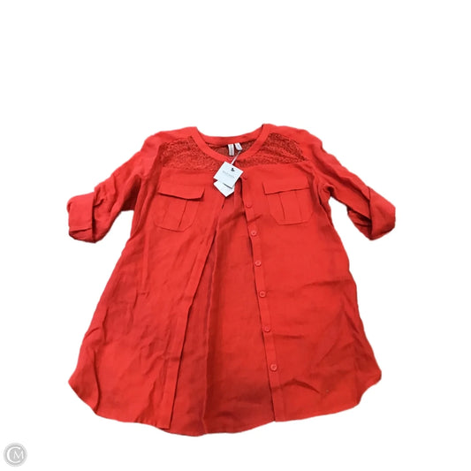 Blouse Short Sleeve By Madison In Orange, Size: M