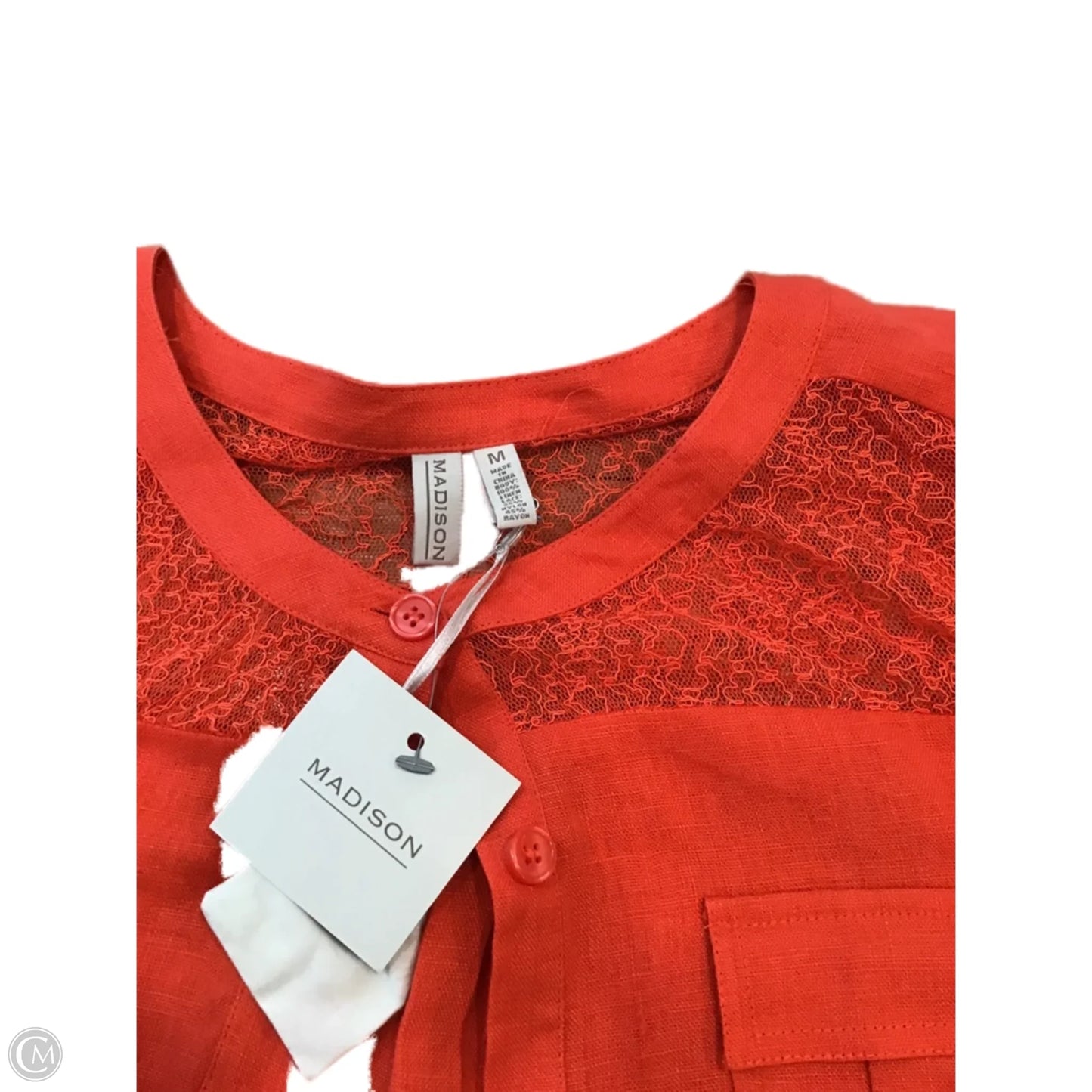 Blouse Short Sleeve By Madison In Orange, Size: M
