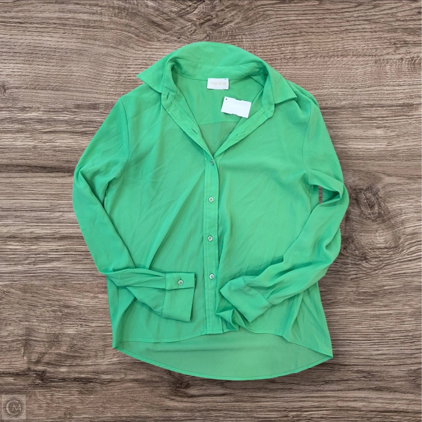 Blouse Long Sleeve By Clothes Mentor In Green, Size: S