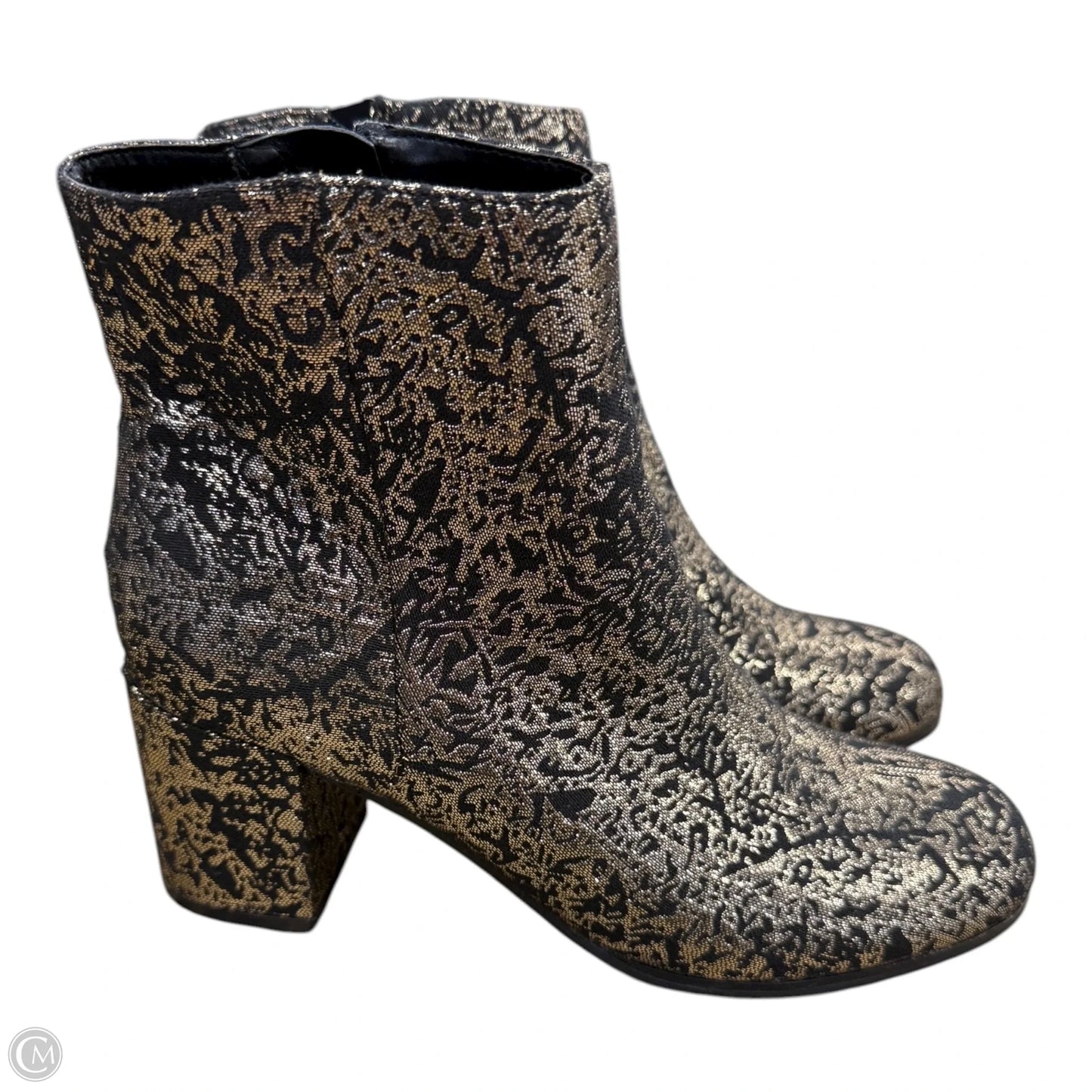 Boots Ankle Heels By Indigo Rd In Black & Gold, Size: 7.5