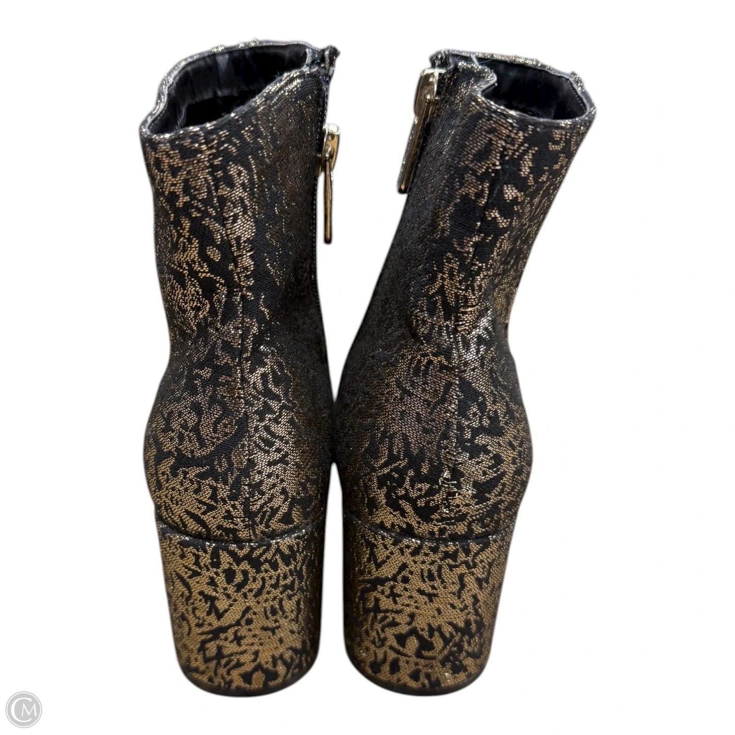 Boots Ankle Heels By Indigo Rd In Black & Gold, Size: 7.5