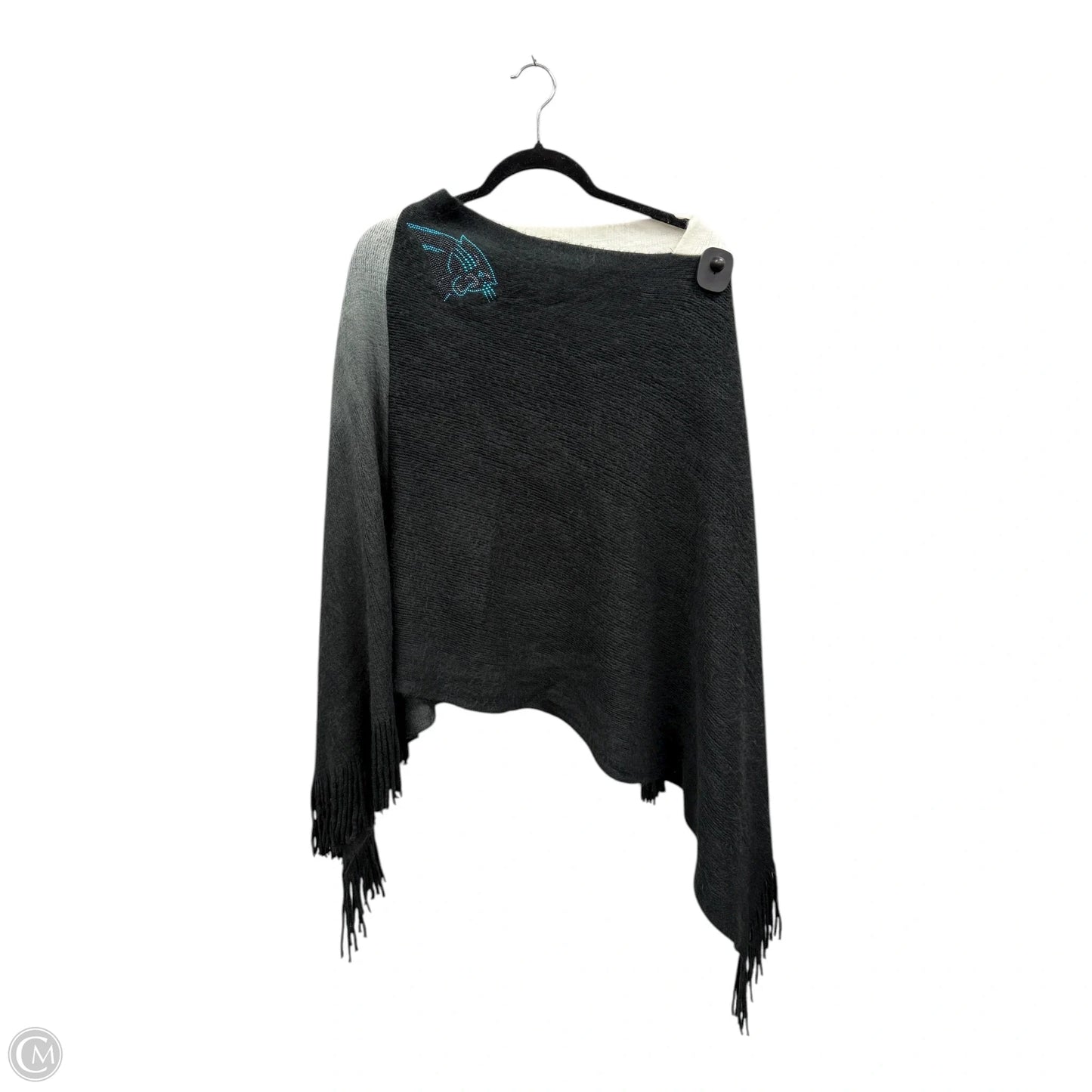 Poncho By Clothes Mentor In Black & Cream, Size: Osfm