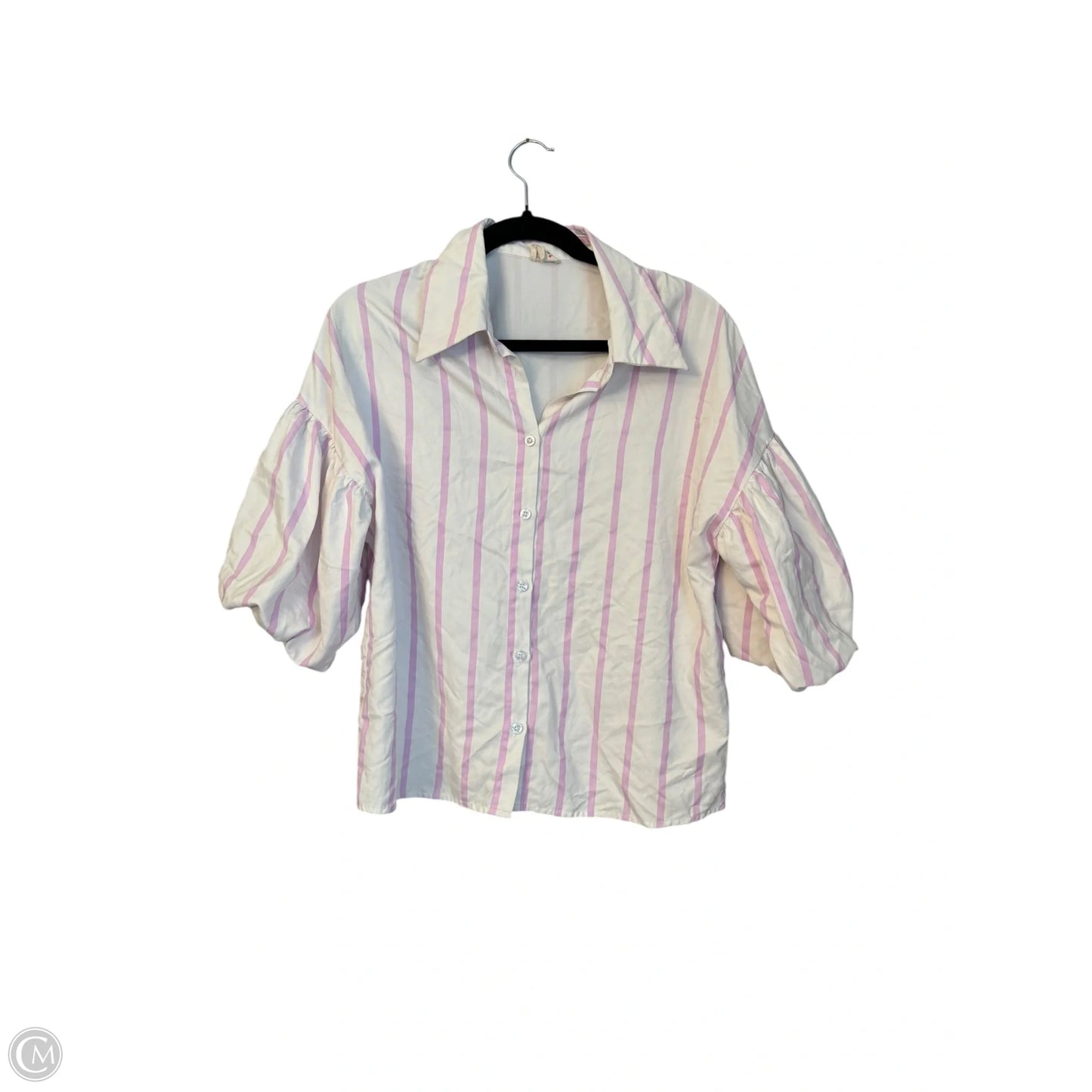 Blouse Short Sleeve By Bibi In Striped Pattern, Size: S