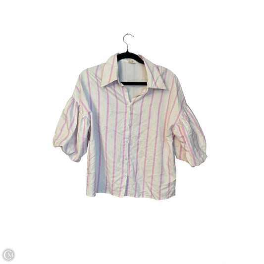 Blouse Short Sleeve By Bibi In Striped Pattern, Size: S