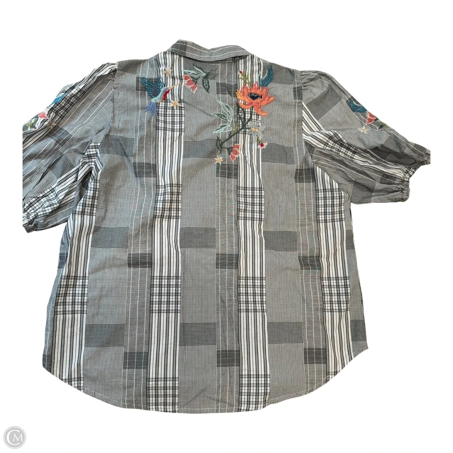 Blouse 3/4 Sleeve By Johnny Was In Grey & Pink, Size: Xl