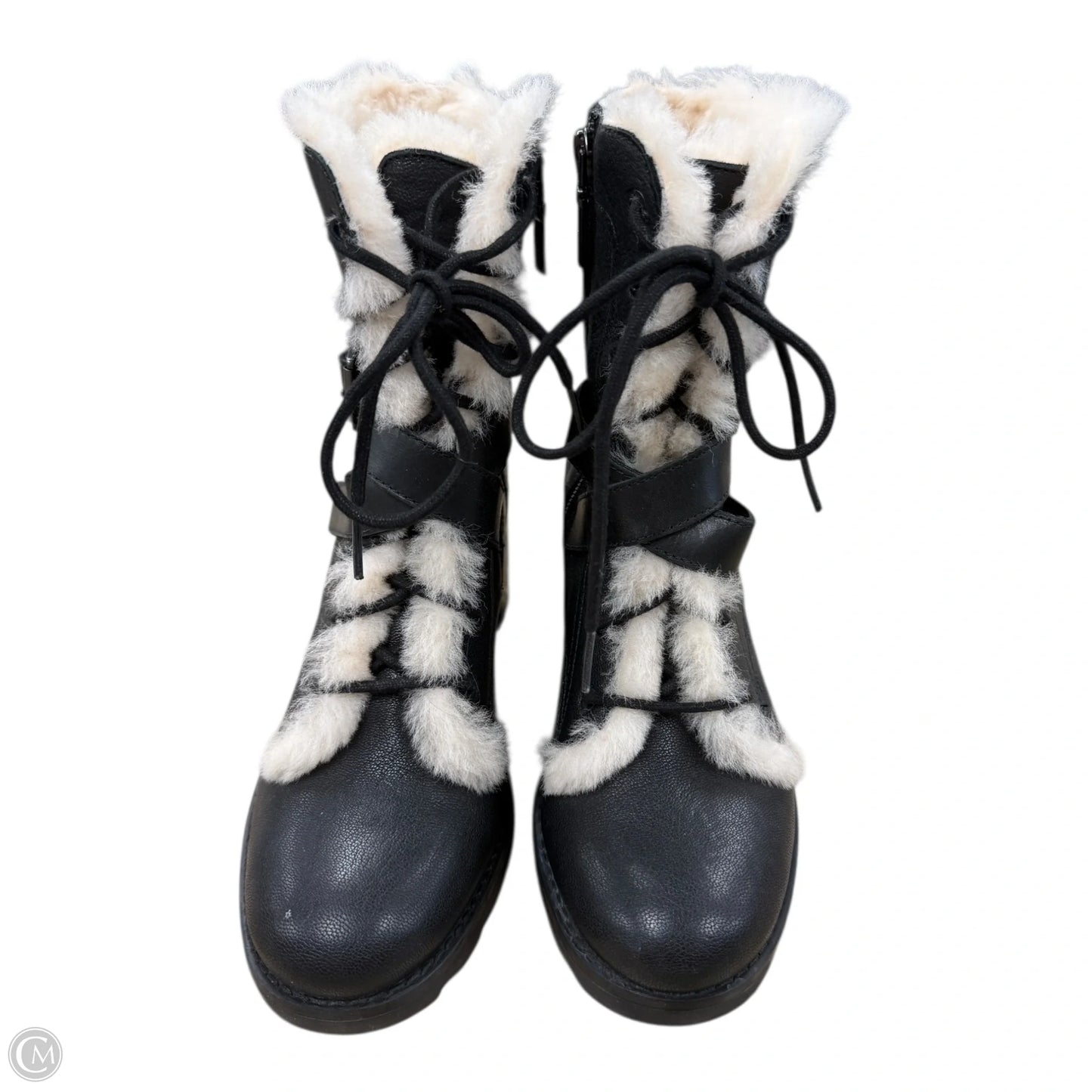 Boots Designer By Ugg In Black & Cream, Size: 7.5