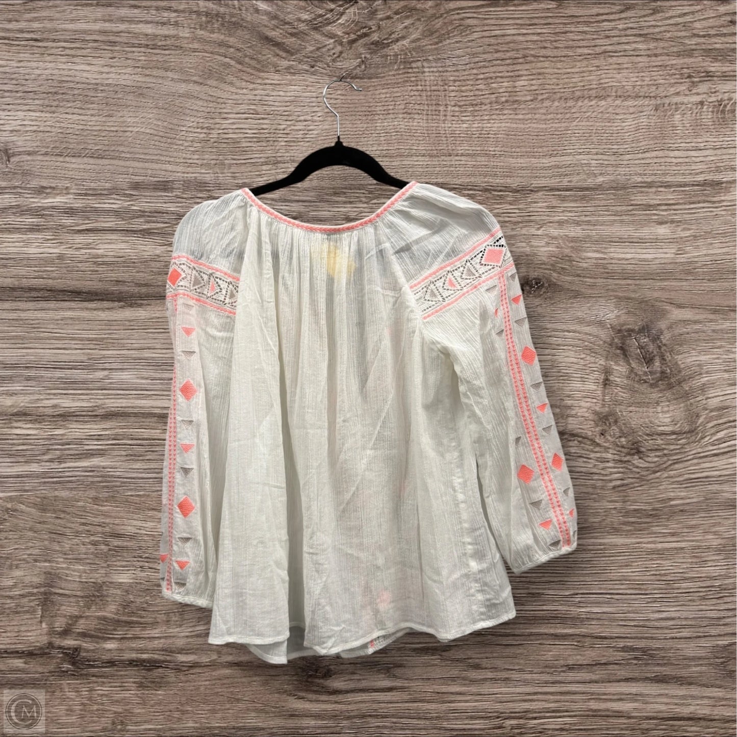 Blouse Long Sleeve By Madewell In Tan & White, Size: S