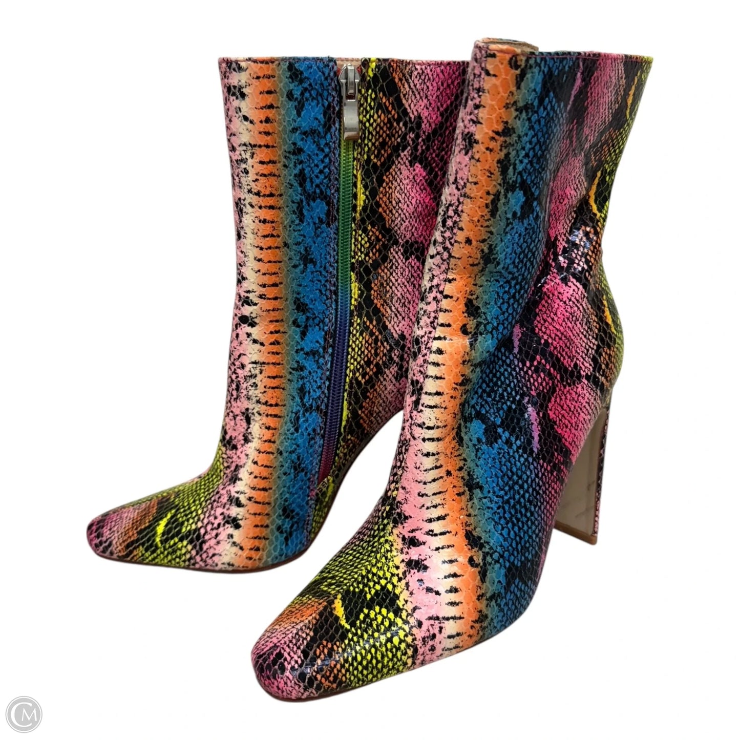 Boots Ankle Heels By Clothes Mentor In Rainbow Print, Size: 7