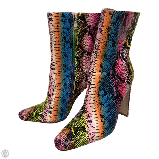 Boots Ankle Heels By Clothes Mentor In Rainbow Print, Size: 7