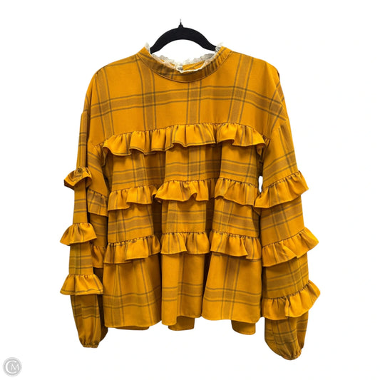Blouse Long Sleeve By English Factory In Black & Yellow, Size: L