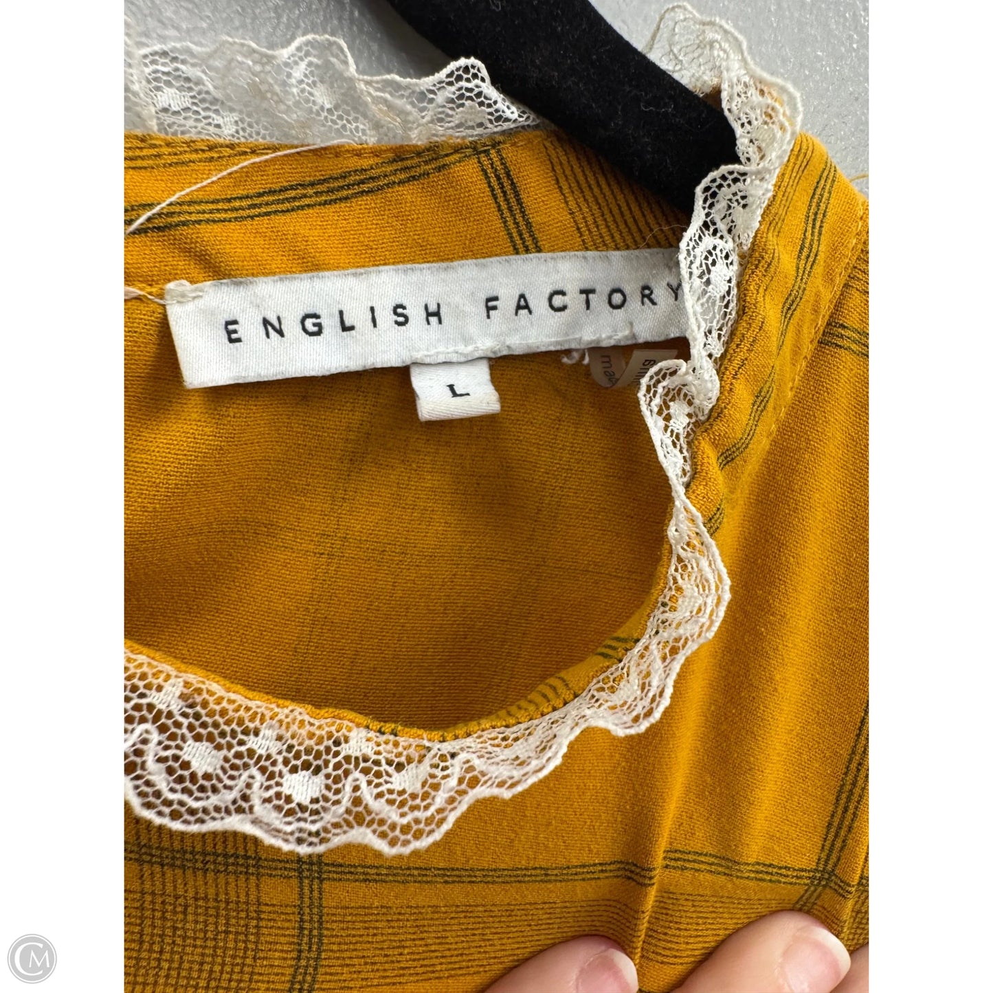 Blouse Long Sleeve By English Factory In Black & Yellow, Size: L