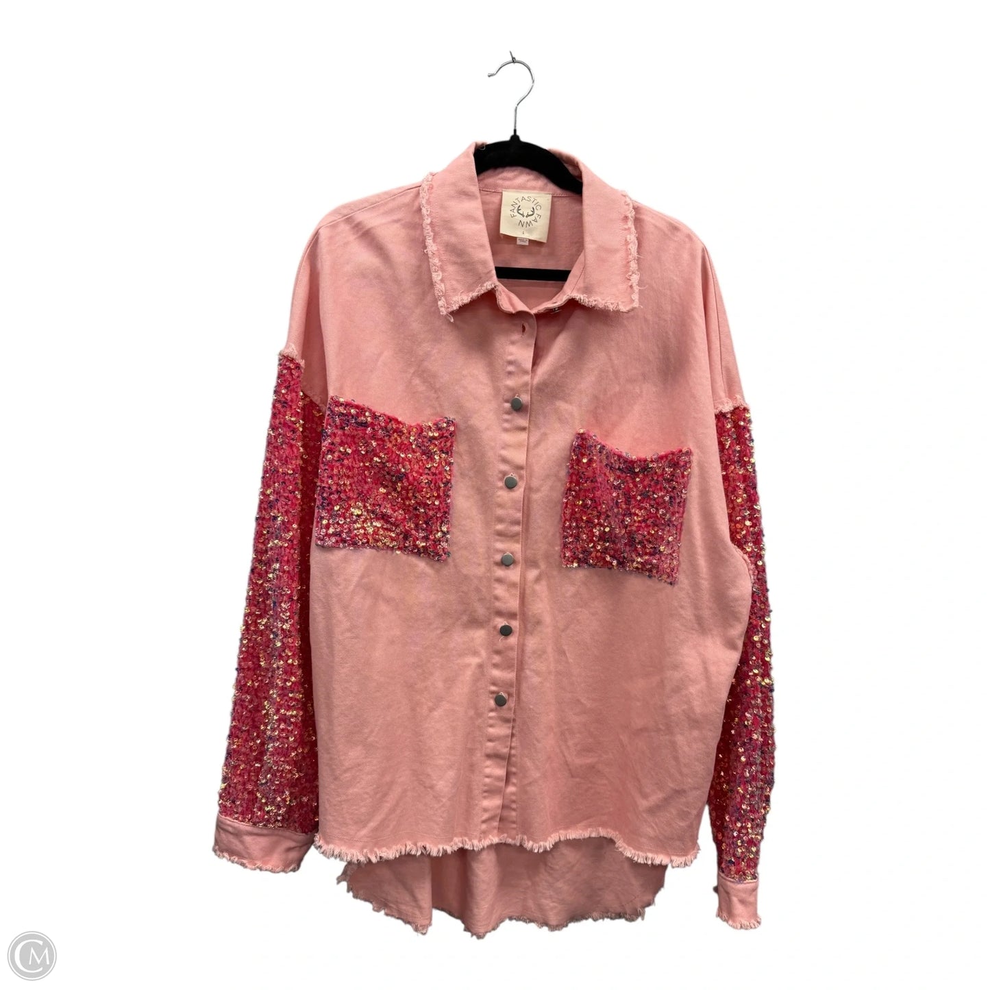 Blouse Long Sleeve By Fantastic Fawn In Pink, Size: L