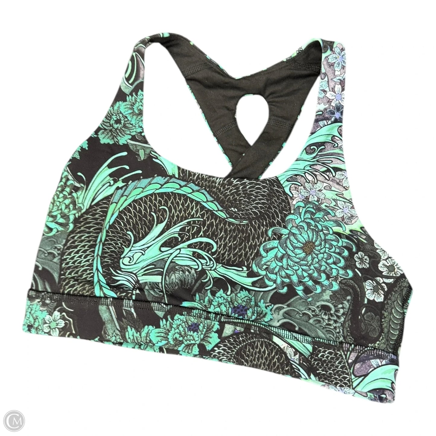 Athletic Bra By Lululemon In Black & Green, Size: 4