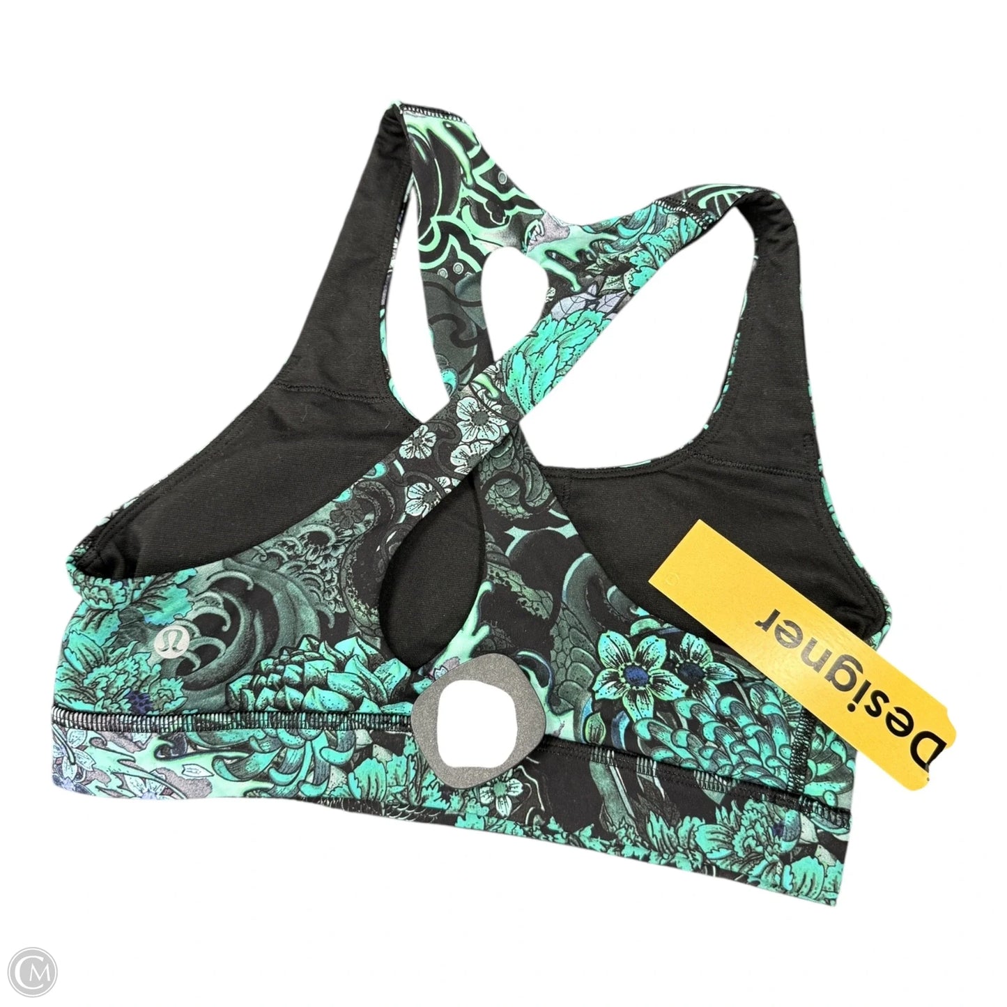 Athletic Bra By Lululemon In Black & Green, Size: 4
