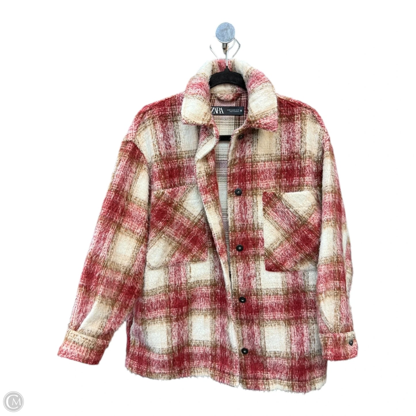 Jacket Shirt By Zara In Plaid Pattern, Size: Xs