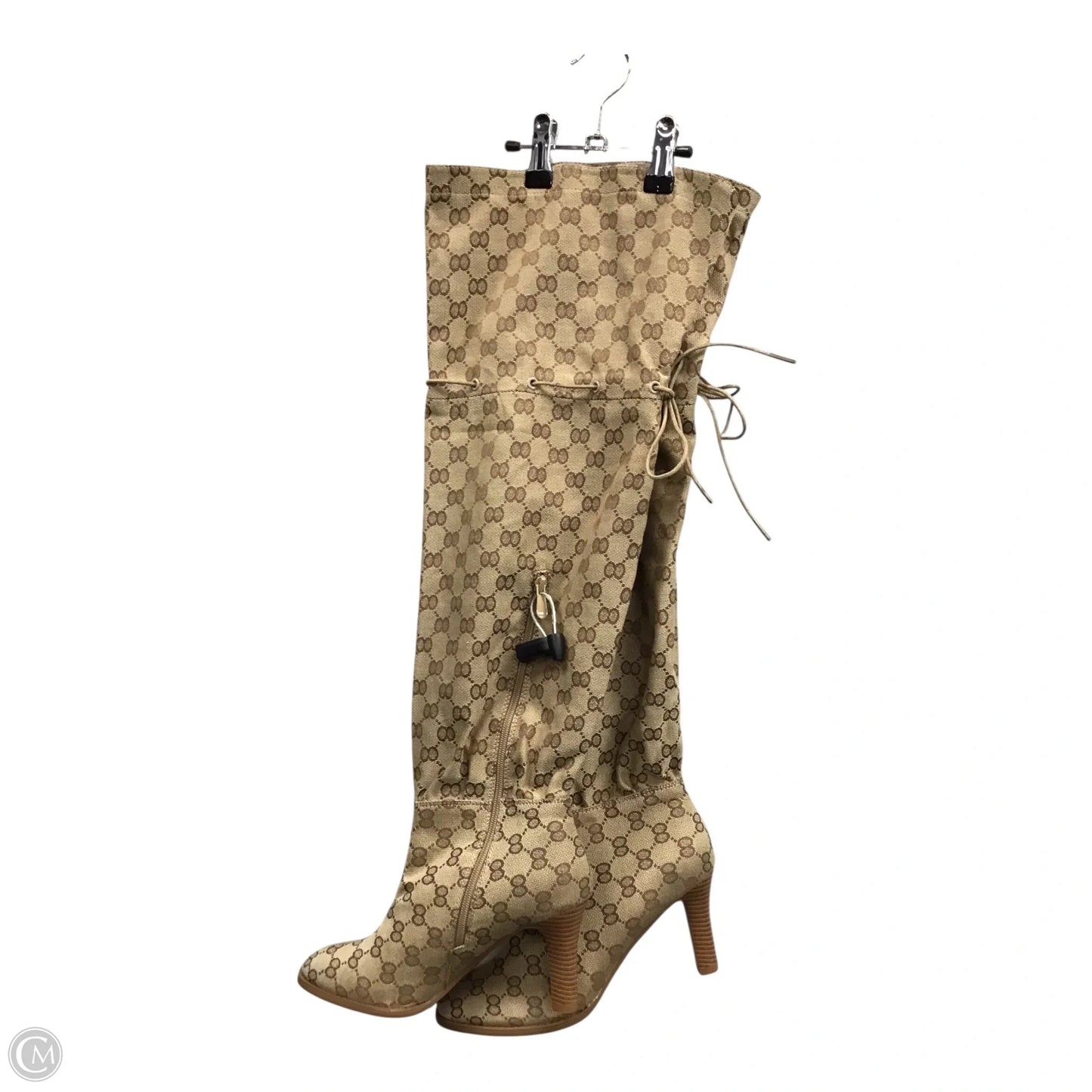 Boots Over-the-knee Heels By Fashion Nova In Brown & Tan, Size: 10