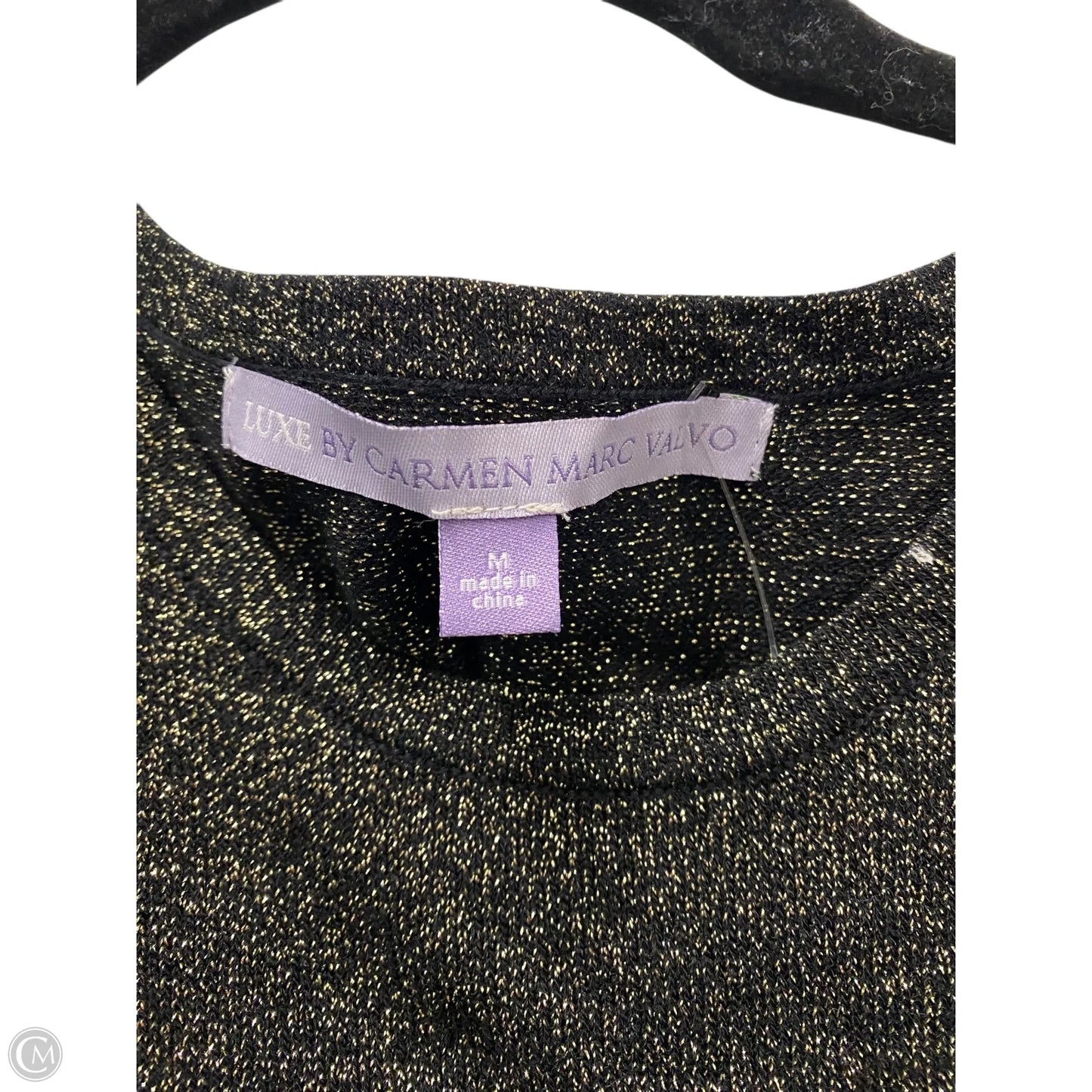 Sweater 2pc By Carmen Marc Valvo In Black & Gold, Size: M