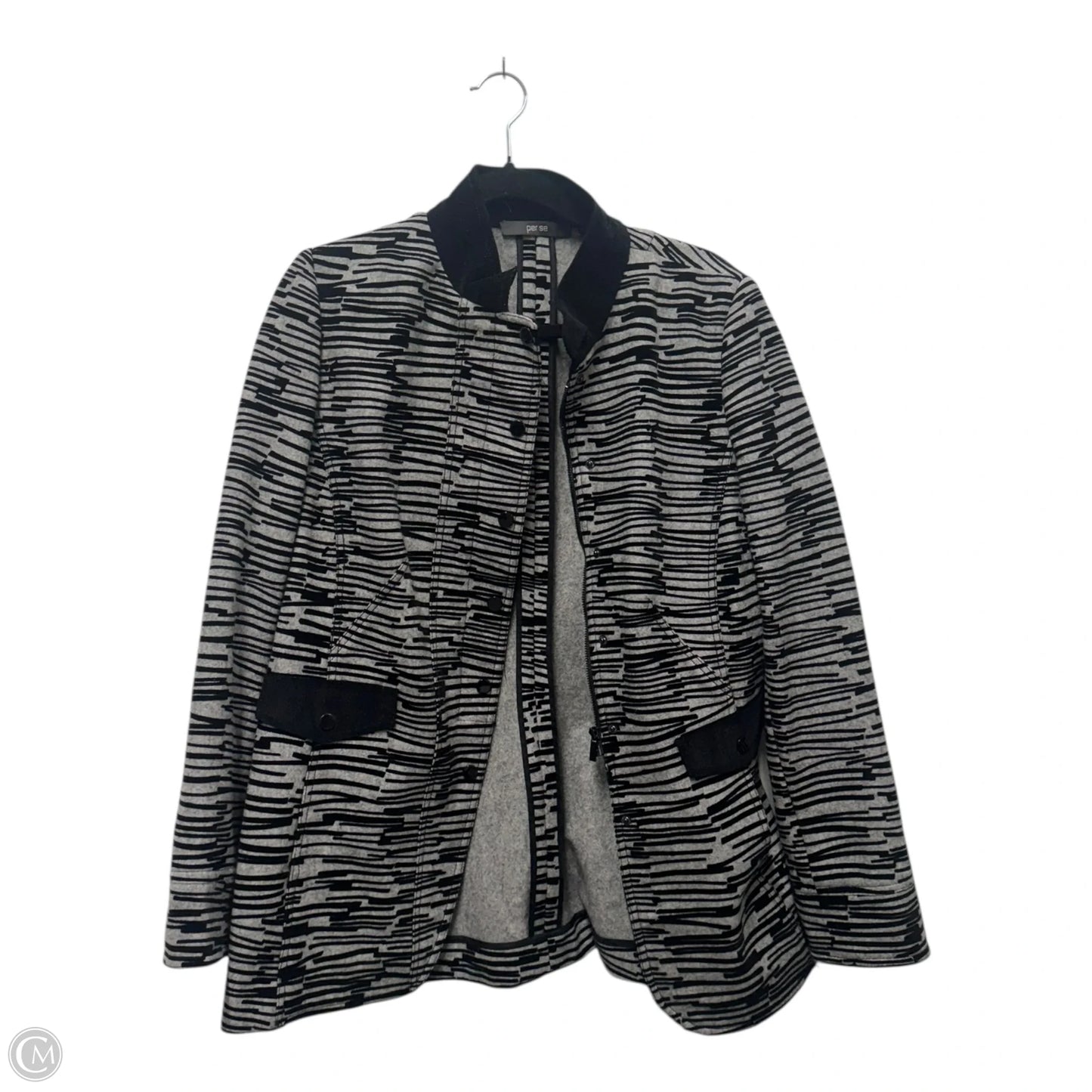 Jacket Other By Per Se In Black & Grey, Size: 12