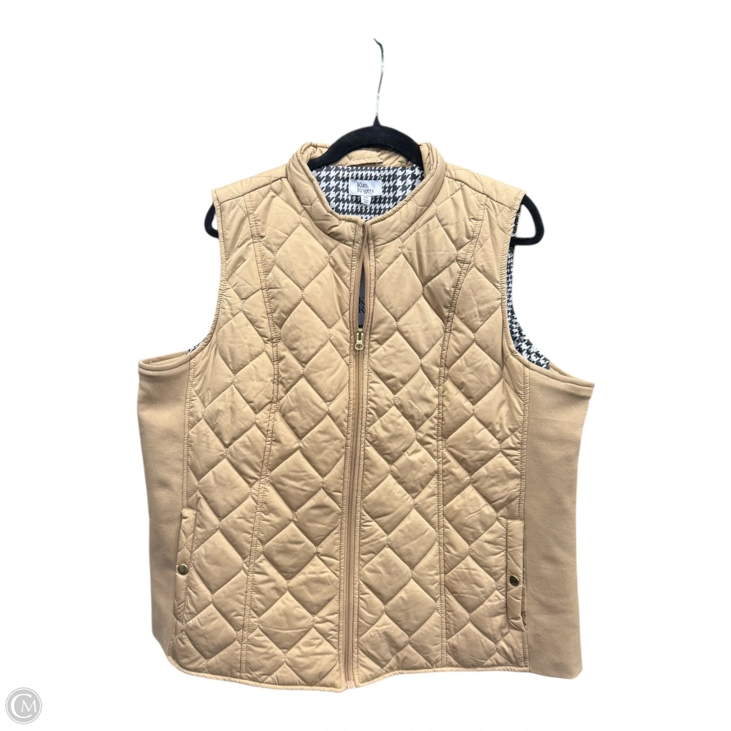 Vest Puffer & Quilted By Kim Rogers In Gold, Size: Xxl