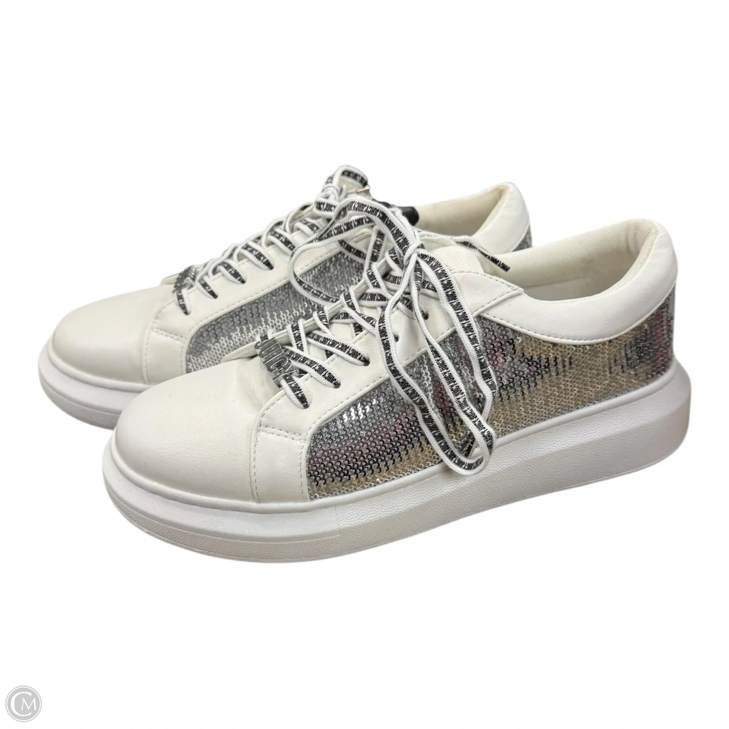 Shoes Sneakers By Juicy Couture In Silver & White, Size: 10.5