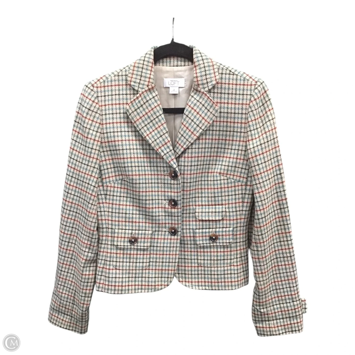 Blazer By Loft In Plaid Pattern, Size: 2