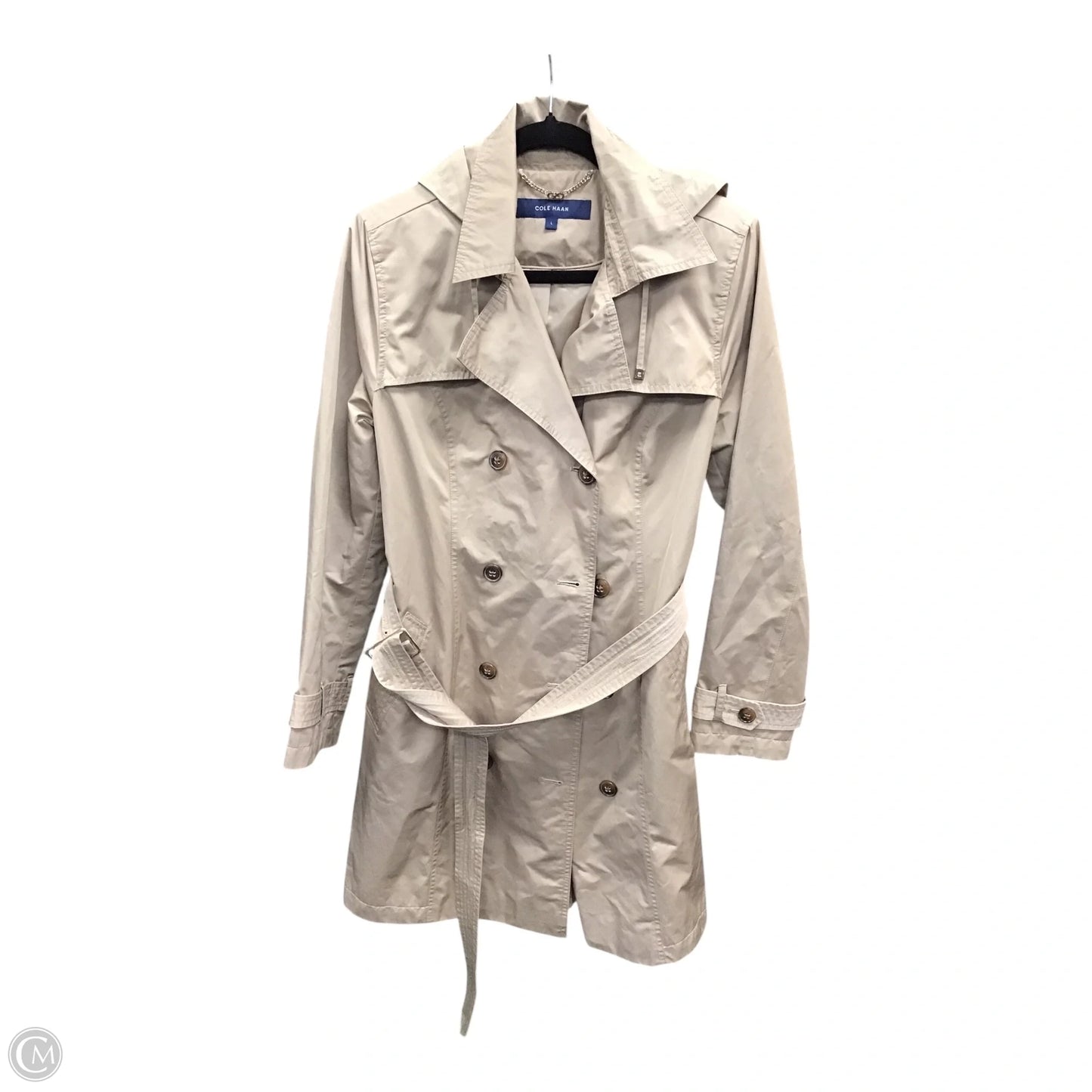 Coat Trench Coat By Cole-haan In Tan, Size: L