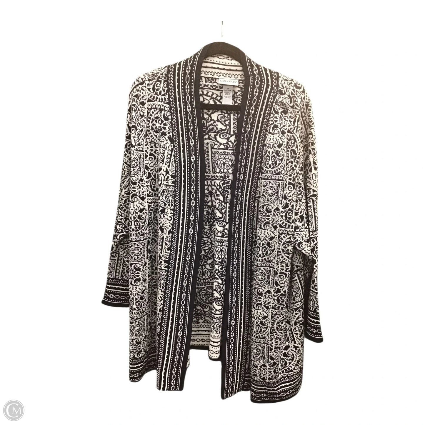Sweater Cardigan By Catherines In Black & White, Size: 2x