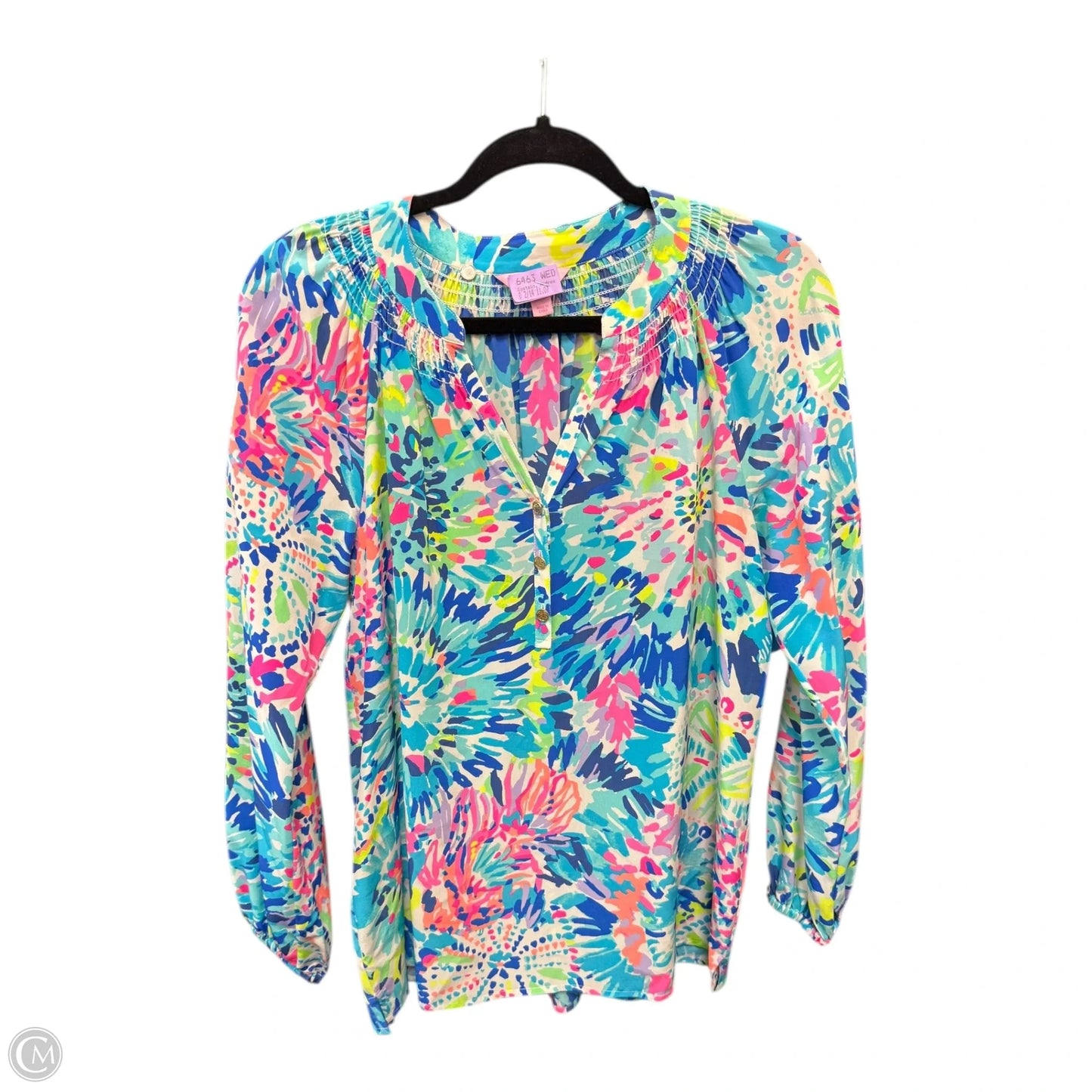 Blouse Designer By Lilly Pulitzer In Blue & Pink, Size: S