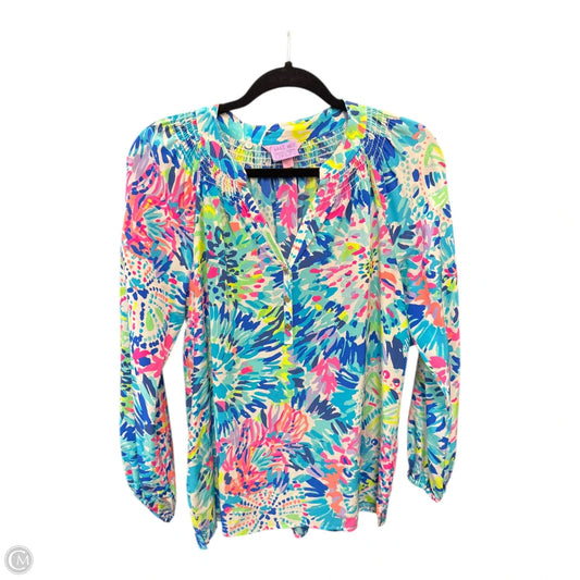 Blouse Designer By Lilly Pulitzer In Blue & Pink, Size: S