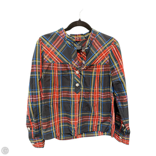 Blouse Long Sleeve By J. Crew In Plaid Pattern, Size: S