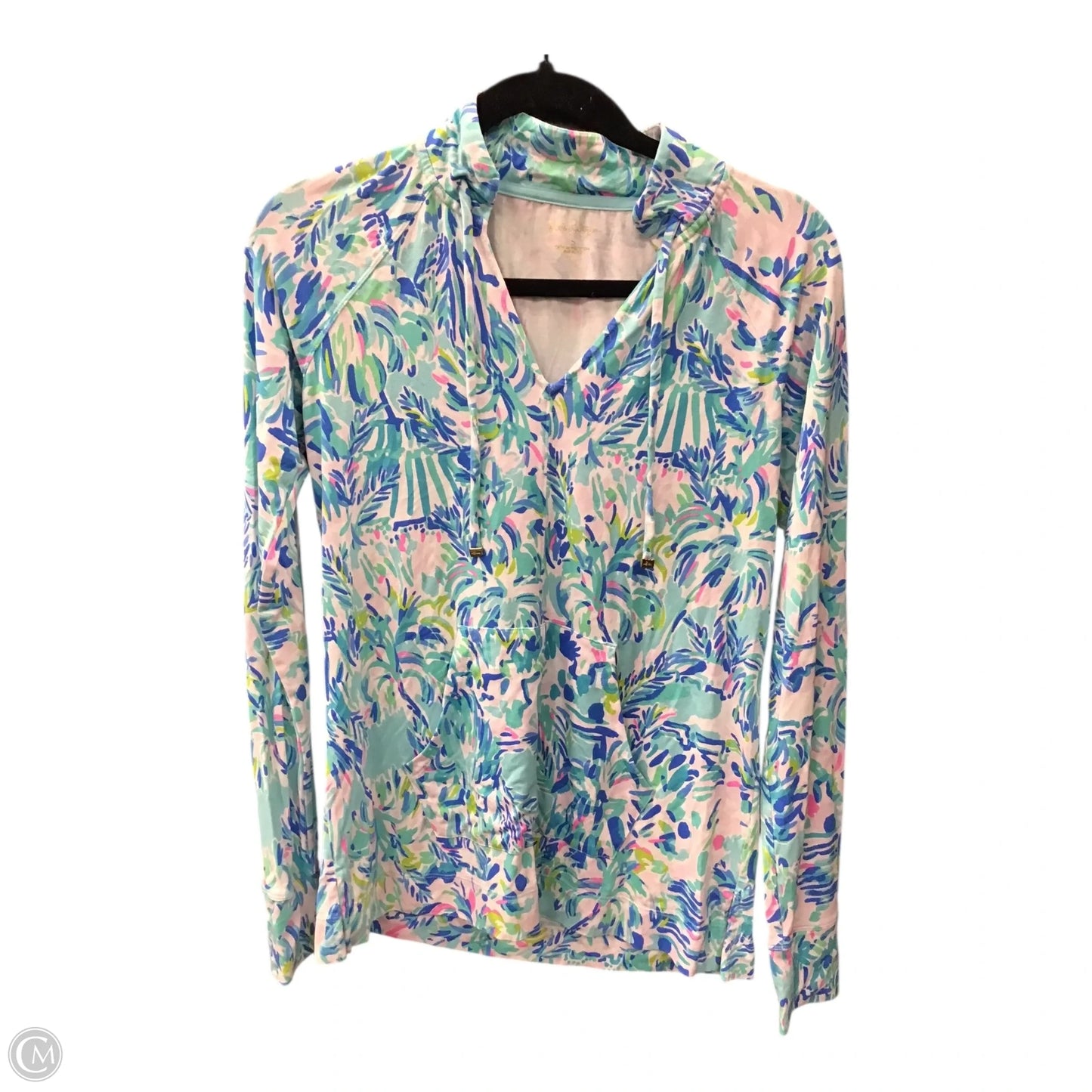 Top Long Sleeve Designer By Lilly Pulitzer In Blue & White, Size: S