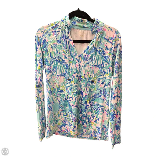 Top Long Sleeve Designer By Lilly Pulitzer In Blue & White, Size: S
