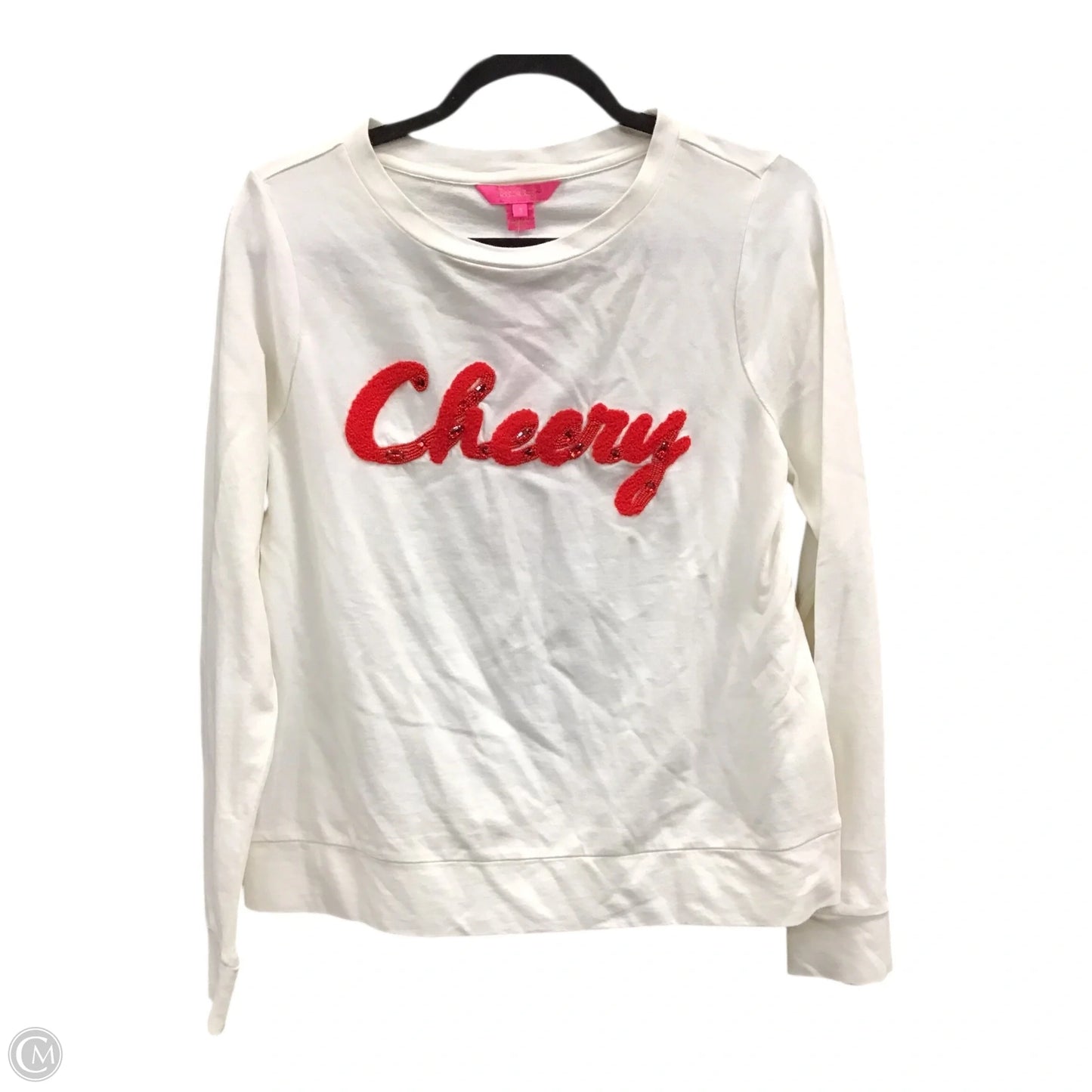 Top Long Sleeve Designer By Lilly Pulitzer In Red & White, Size: S