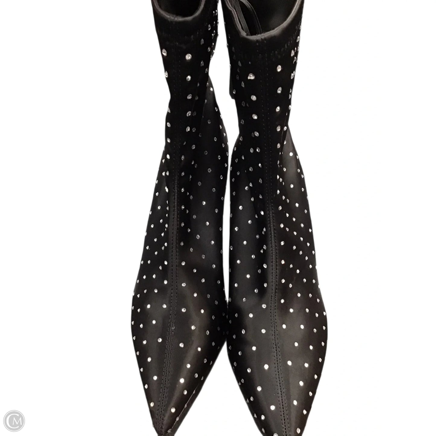 Boots Ankle Heels By Express In Black & Silver, Size: 8