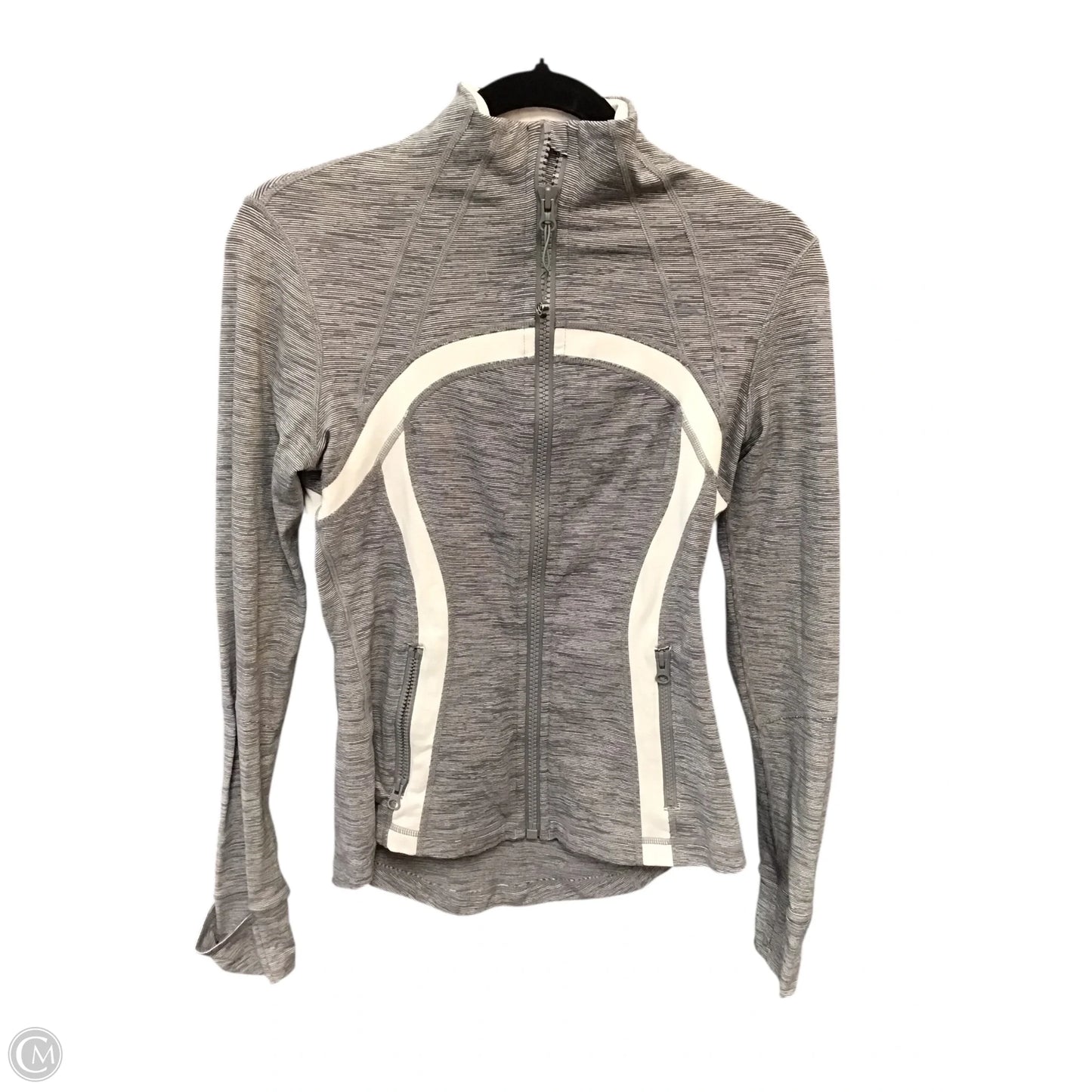Athletic Jacket By Lululemon In Grey & White, Size: 6