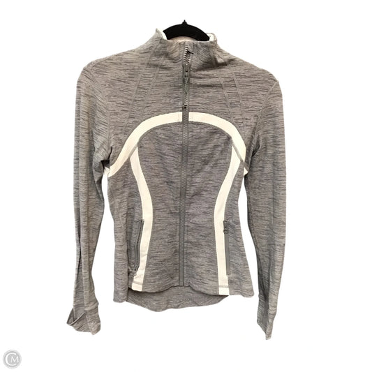 Athletic Jacket By Lululemon In Grey & White, Size: 6