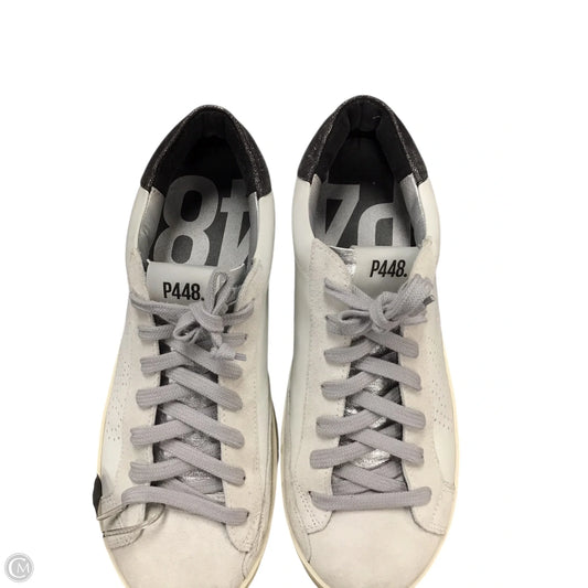 Shoes Sneakers By P448 In Silver & White, Size: 10
