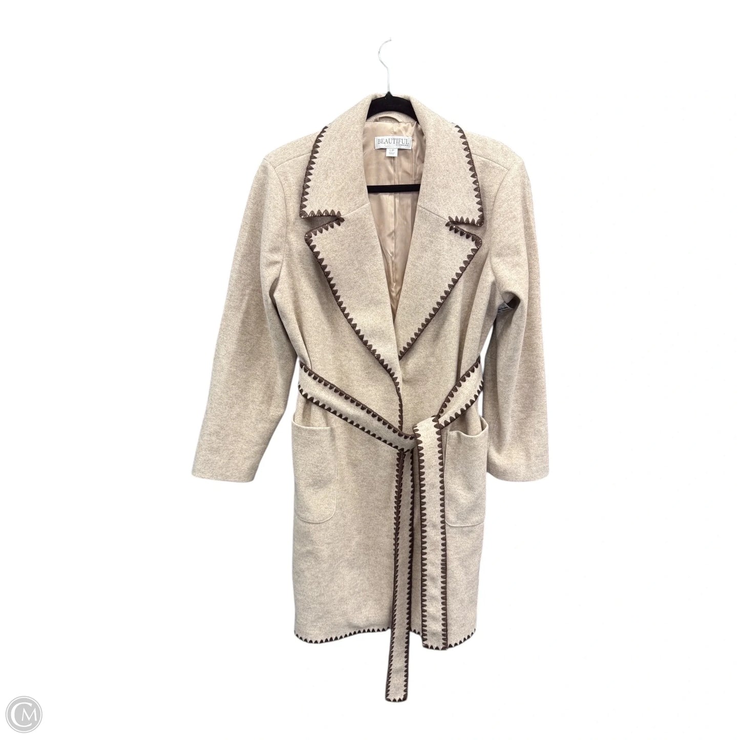 Coat Peacoat By Clothes Mentor In Brown & Cream, Size: Lp
