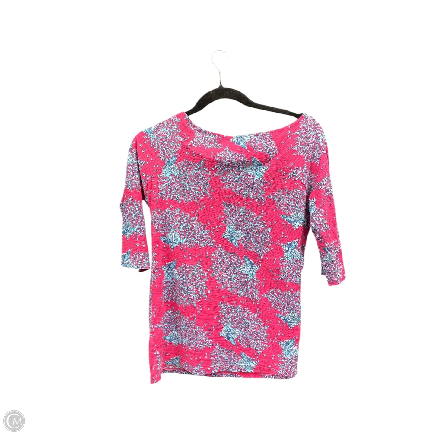 Top 3/4 Sleeve Designer By Lilly Pulitzer In Blue & Pink, Size: M