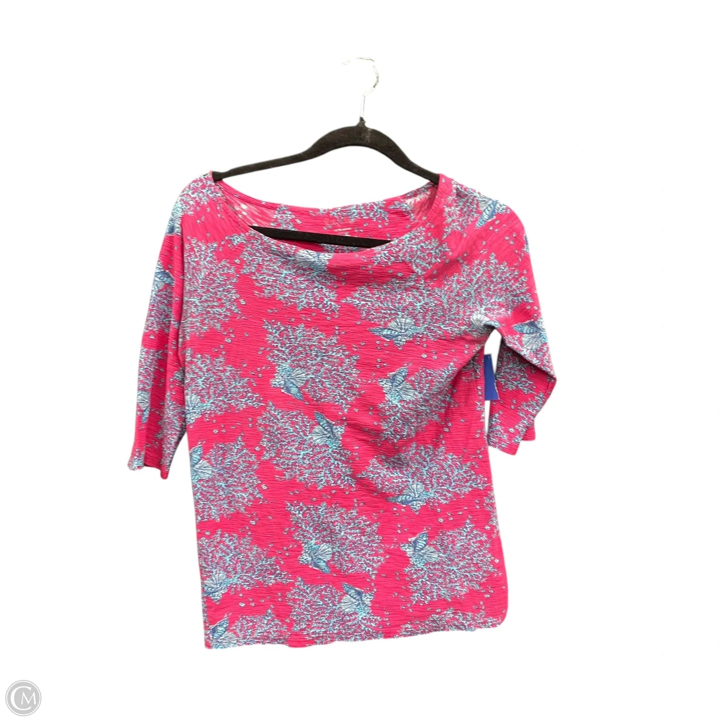 Top 3/4 Sleeve Designer By Lilly Pulitzer In Blue & Pink, Size: M
