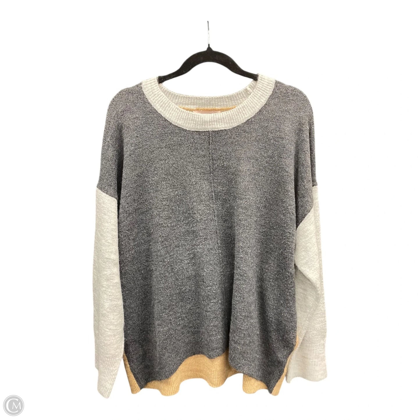 Sweater By Philosophy In Grey & Tan, Size: L