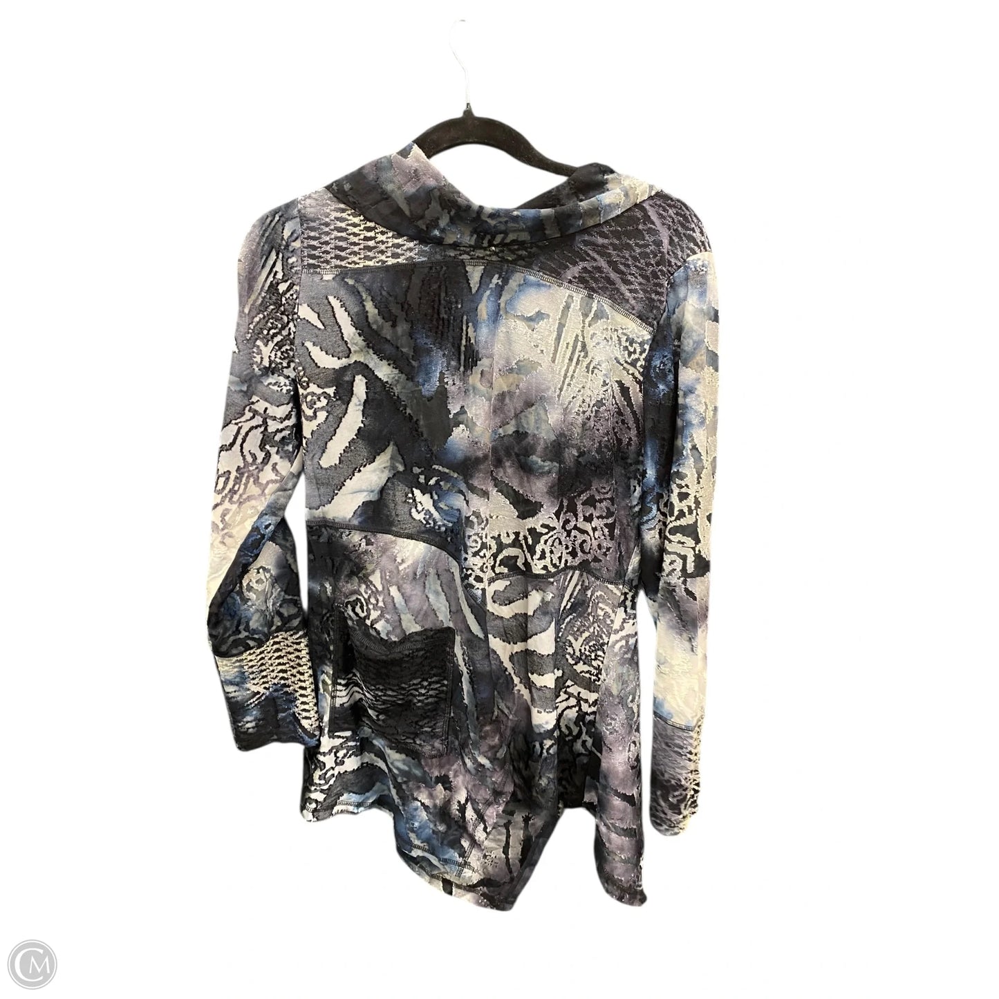 Tunic Long Sleeve By Clothes Mentor In Black & Grey, Size: L