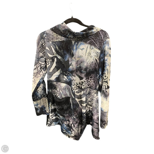 Tunic Long Sleeve By Clothes Mentor In Black & Grey, Size: L