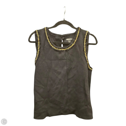 Top Sleeveless By Cache In Black & Gold, Size: L