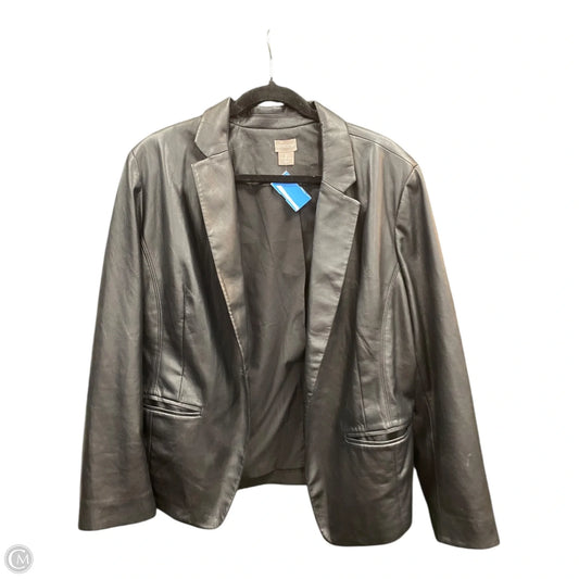 Jacket Leather By Chicos In Black, Size: Xl