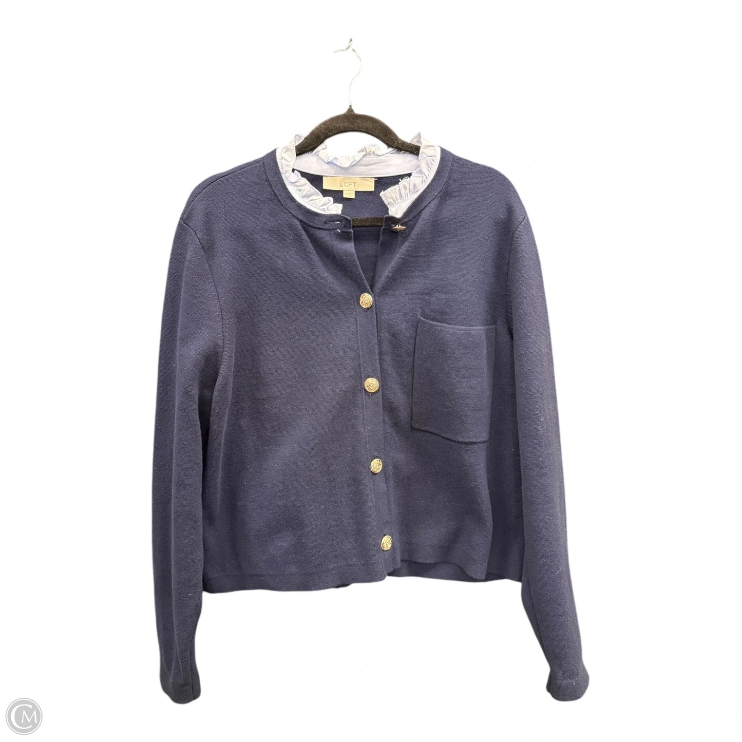Sweater Cardigan By Loft In Navy, Size: Xxl