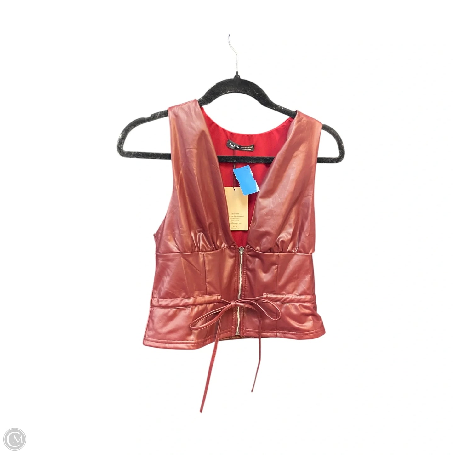 Top Sleeveless By Shein In Maroon, Size: M